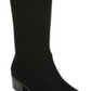 Botas femininas Bar III Vayla de camurça, bico amendoado, cano alto, pretas, tamanho 8,5 M