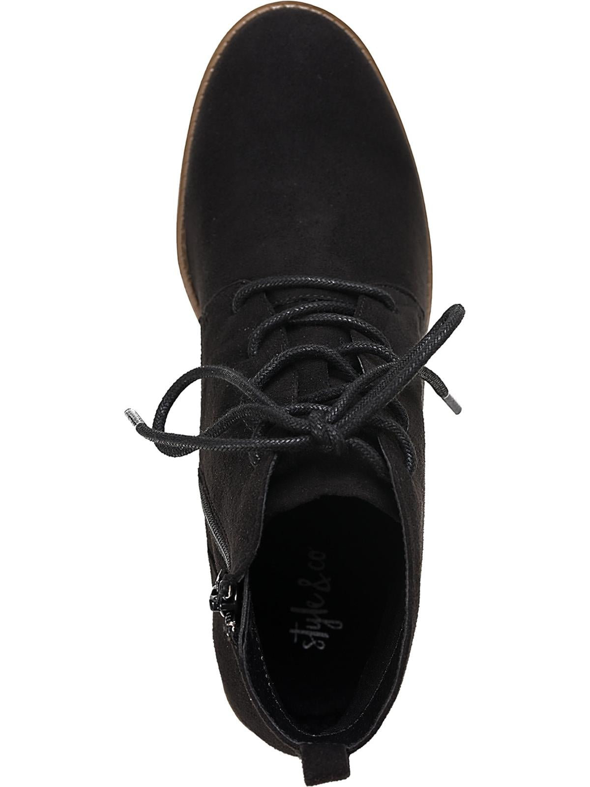 Botas femininas Rizio de camurça sintética com cadarço, pretas, tamanho 9,5
