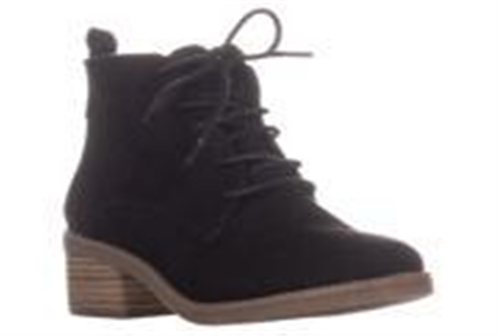 Botas femininas Rizio de camurça sintética com cadarço, pretas, tamanho 9,5