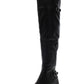 Botas femininas American Rag Adarra Wide Calf acima do joelho, lisas, pretas, tamanho 8 M