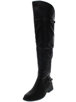 Botas femininas American Rag Adarra Wide Calf acima do joelho, lisas, pretas, tamanho 8 M