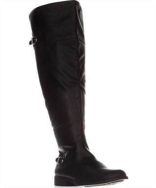 Botas femininas American Rag Adarra Wide Calf acima do joelho, lisas, pretas, tamanho 8 M