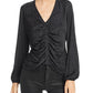 Blusa estampada Seeley franzida Guess feminina, preta, tamanho X-G
