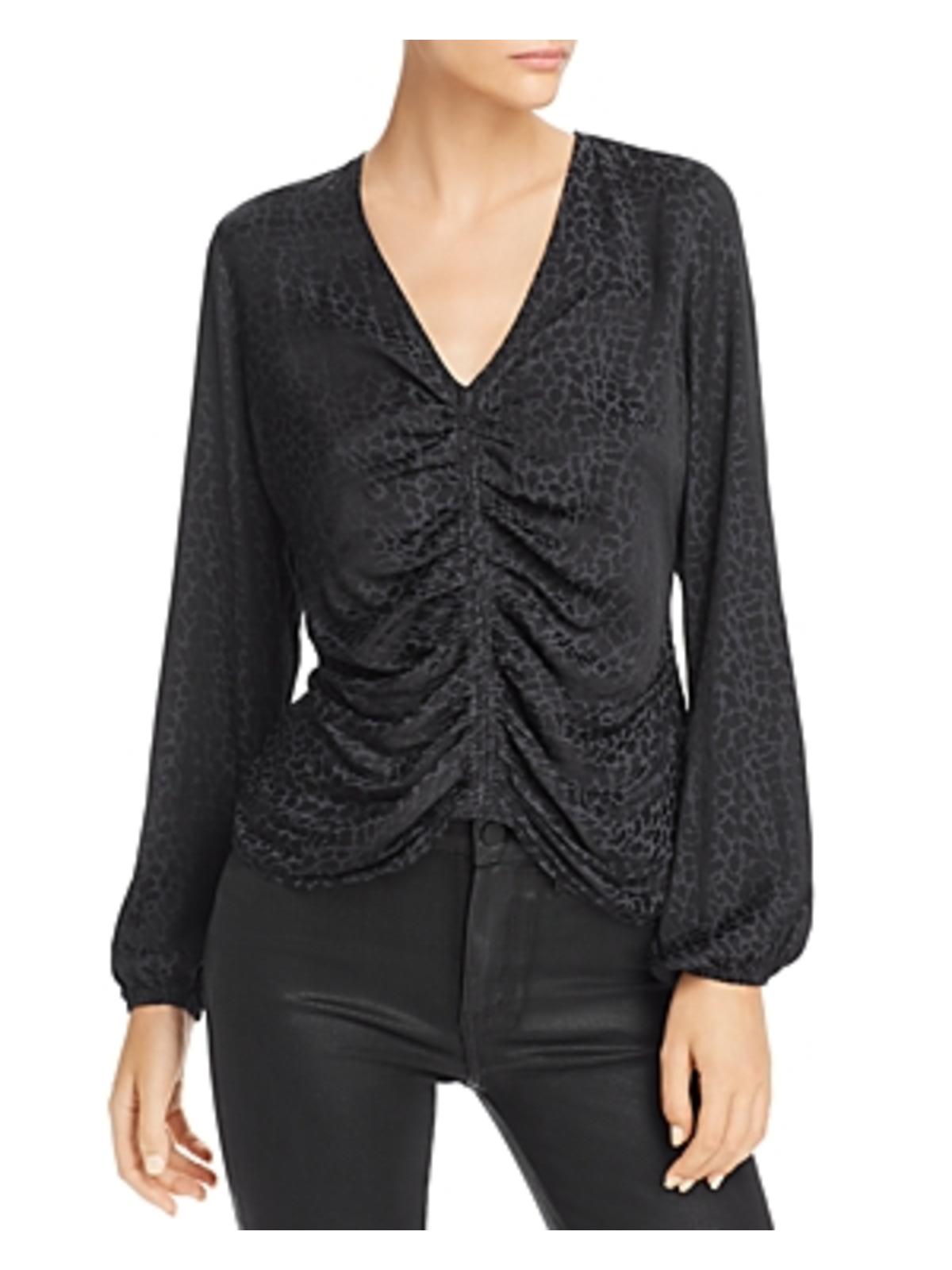 Blusa estampada Seeley franzida Guess feminina, preta, tamanho X-G