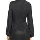 Blusa estampada Seeley franzida Guess feminina, preta, tamanho X-G