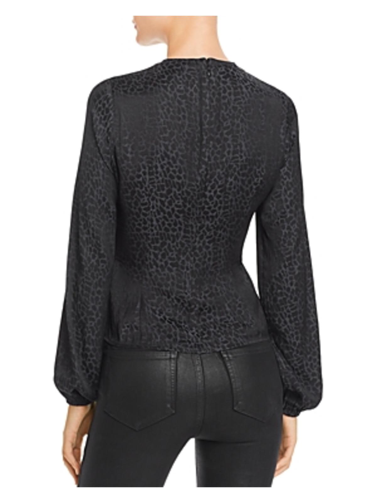 Blusa estampada Seeley franzida Guess feminina, preta, tamanho X-G