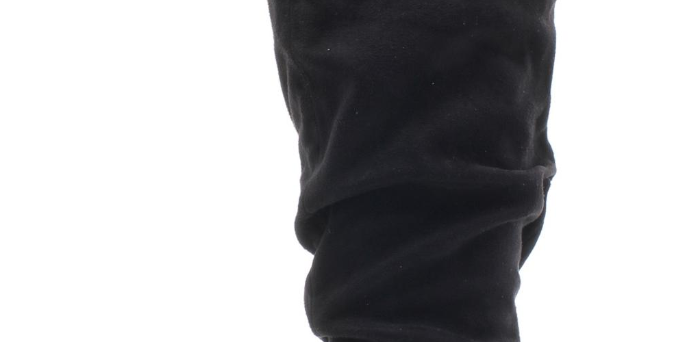 Material Girl Botas femininas confortáveis ​​e acolchoadas Myah, bico redondo, salto bloco, zíper, pretas, tamanho 10 M
