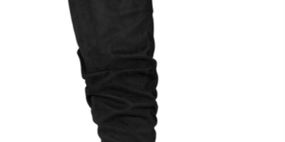 Material Girl Botas femininas confortáveis ​​e acolchoadas Myah, bico redondo, salto bloco, zíper, pretas, tamanho 10 M