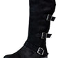Botas altas de cano alto Santell de pele sintética para mulheres, tamanho 5,5 M, pretas