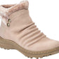 Botas de neve femininas Baretraps, bege, com botões de metal franzidos, acabamento em pele, acolchoadas, resistentes à água, bico redondo e zíper, 9,5 m