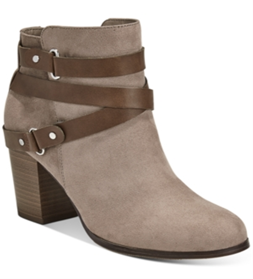 Material Girl Botas femininas de couro Melany, bico redondo, na moda, cinza, tamanho 9 M