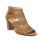Botas femininas casuais XOXO, cano curto, bico fino, perfurado, marrom, tamanho 7,5