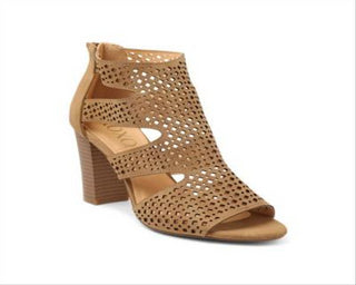 Botas femininas casuais XOXO, cano curto, bico fino, perfurado, marrom, tamanho 7,5