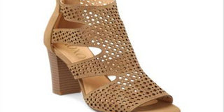 Botas femininas casuais XOXO, cano curto, bico fino, perfurado, marrom, tamanho 7,5