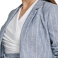Blazer feminino DKNY com listras e um botão, azul, tamanho 18