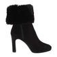Calvin Klein Botas Femininas Pebbles de Cano Médio com Salto em Camurça - Couro Preto Camurça/Cinza - 8 M