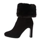 Calvin Klein Botas Femininas Pebbles de Cano Médio com Salto em Camurça - Couro Preto Camurça/Cinza - 8 M