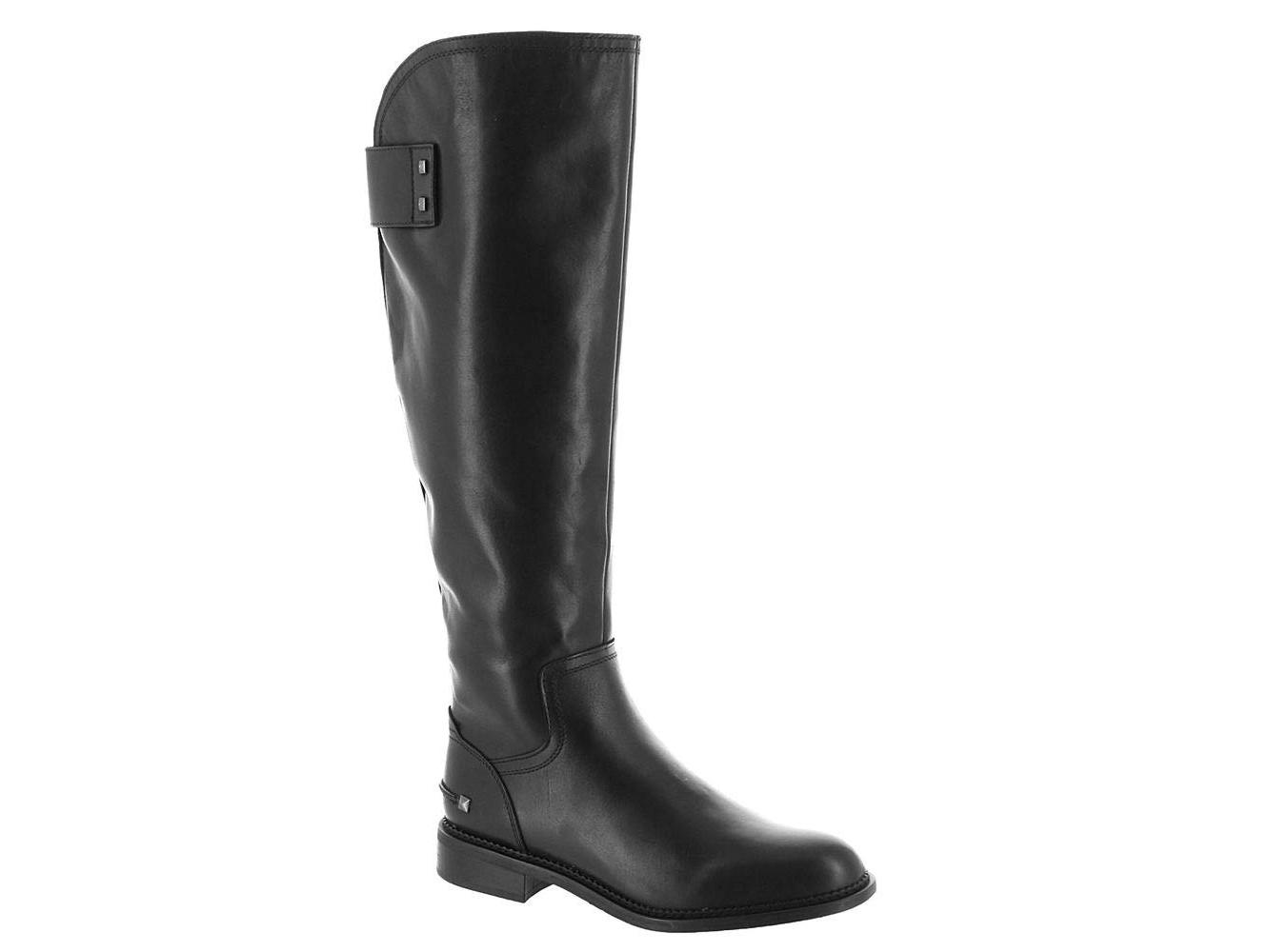 Franco Sarto Botas femininas Henrietta de couro, bico amendoado, cano alto, pretas, tamanho 6M