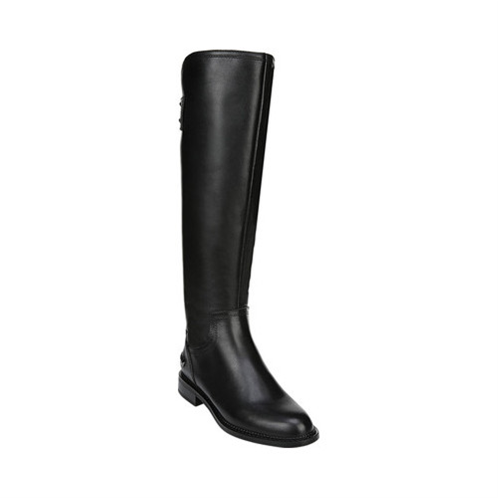Franco Sarto Botas femininas Henrietta de couro, bico amendoado, cano alto, pretas, tamanho 6M