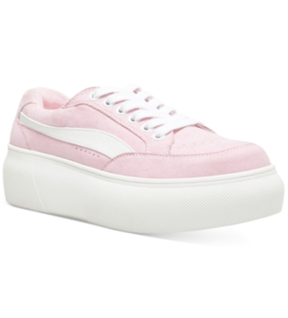 Tênis esportivo feminino Madden Girl Ollie com plataforma e bico redondo, acolchoado e com cadarço, rosa, tamanho 9,5 M