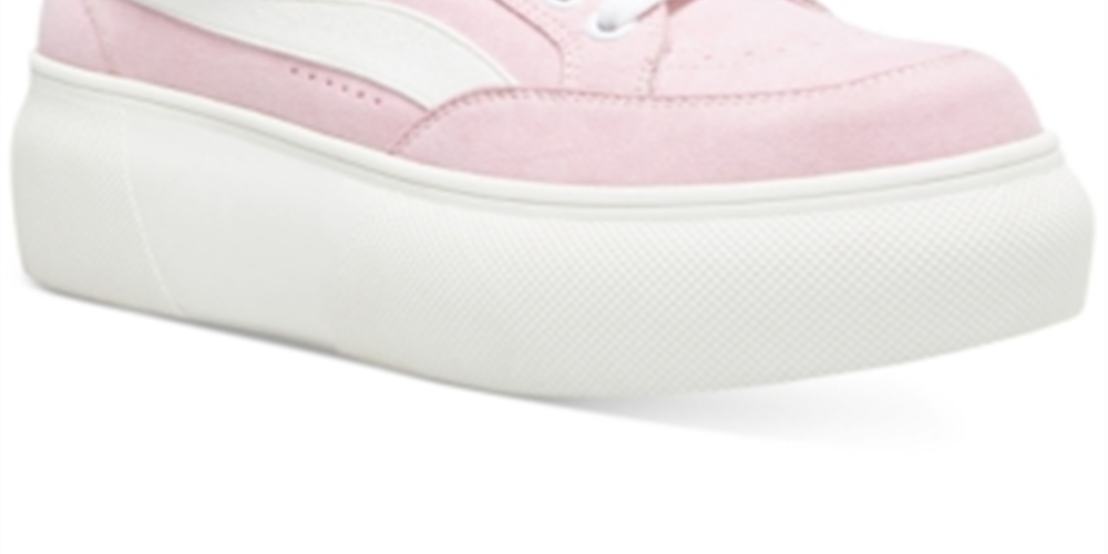 Tênis esportivo feminino Madden Girl Ollie com plataforma e bico redondo, acolchoado e com cadarço, rosa, tamanho 9,5 M