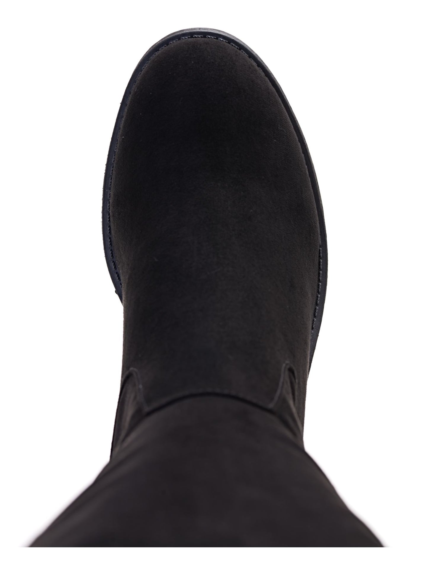 Botas femininas estilo a line com zíper duplo e amortecimento Hayley, bico redondo, salto bloco, zíper, pretas, tamanho 5 M