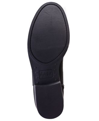 Botas femininas estilo a line com zíper duplo e amortecimento Hayley, bico redondo, salto bloco, zíper, pretas, tamanho 5 M