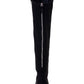 Botas femininas estilo a line com zíper duplo e amortecimento Hayley, bico redondo, salto bloco, zíper, pretas, tamanho 5 M
