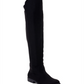 Botas femininas estilo a line com zíper duplo e amortecimento Hayley, bico redondo, salto bloco, zíper, pretas, tamanho 5 M