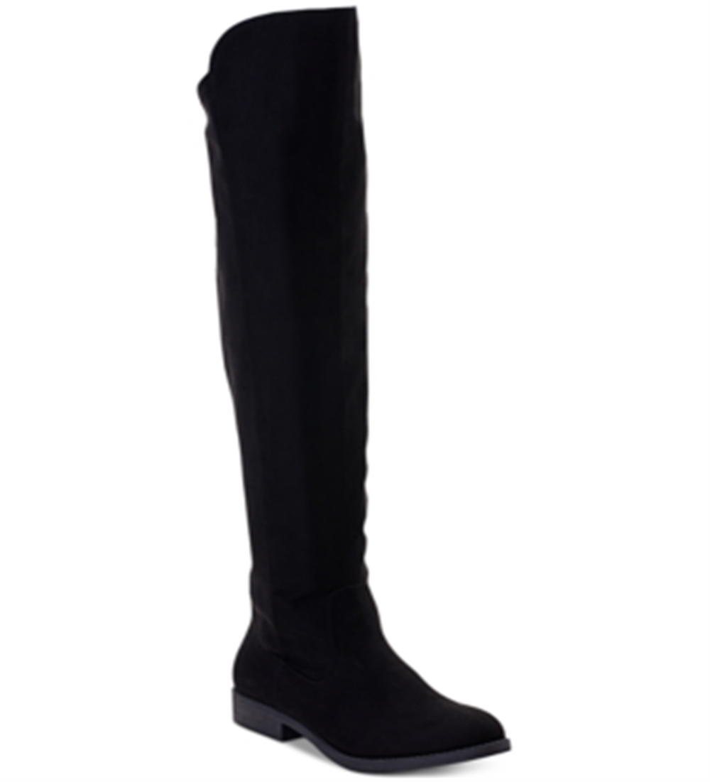 Botas femininas estilo a line com zíper duplo e amortecimento Hayley, bico redondo, salto bloco, zíper, pretas, tamanho 5 M