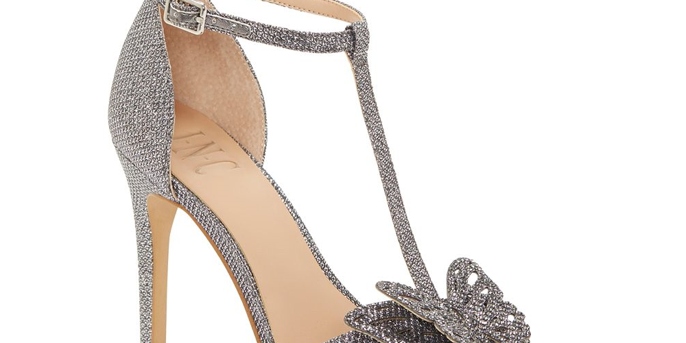INC International Concepts Sapatos Femininos Rainor Tecido Peep Toe Tira em T Clássicos Prateados Tamanho 6,5 M