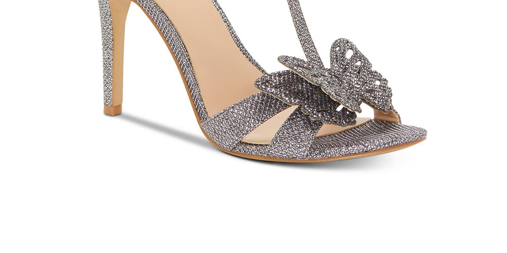 INC International Concepts Sapatos Femininos Rainor Tecido Peep Toe Tira em T Clássicos Prateados Tamanho 6,5 M