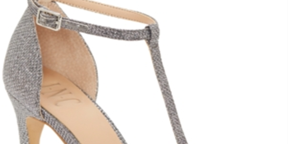 INC International Concepts Sapatos Femininos Rainor Tecido Peep Toe Tira em T Clássicos Prateados Tamanho 6,5 M