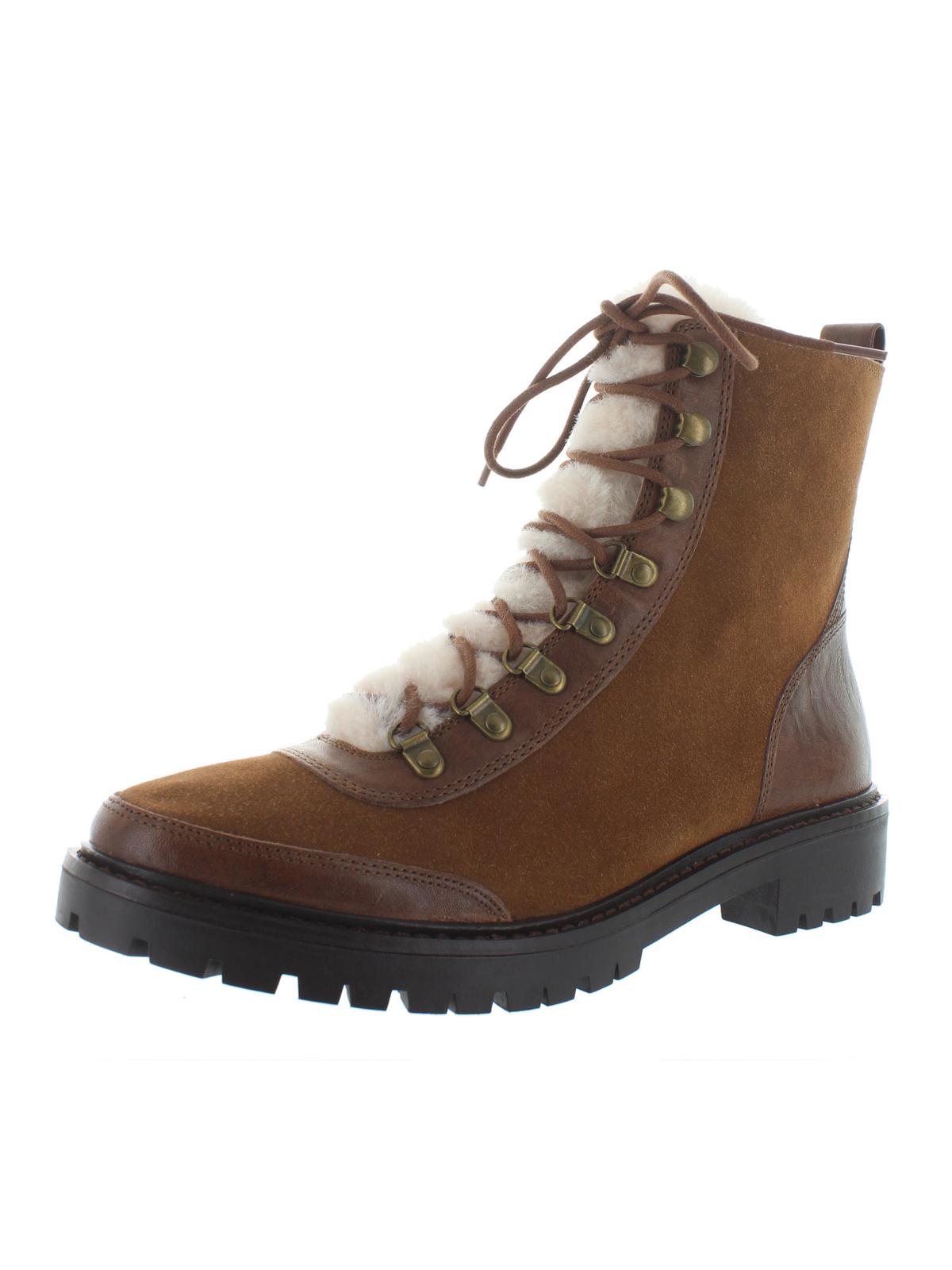 Botas de combate femininas Lucky Brand Ilianna Suede Wool, marrom, tamanho 8,5 m