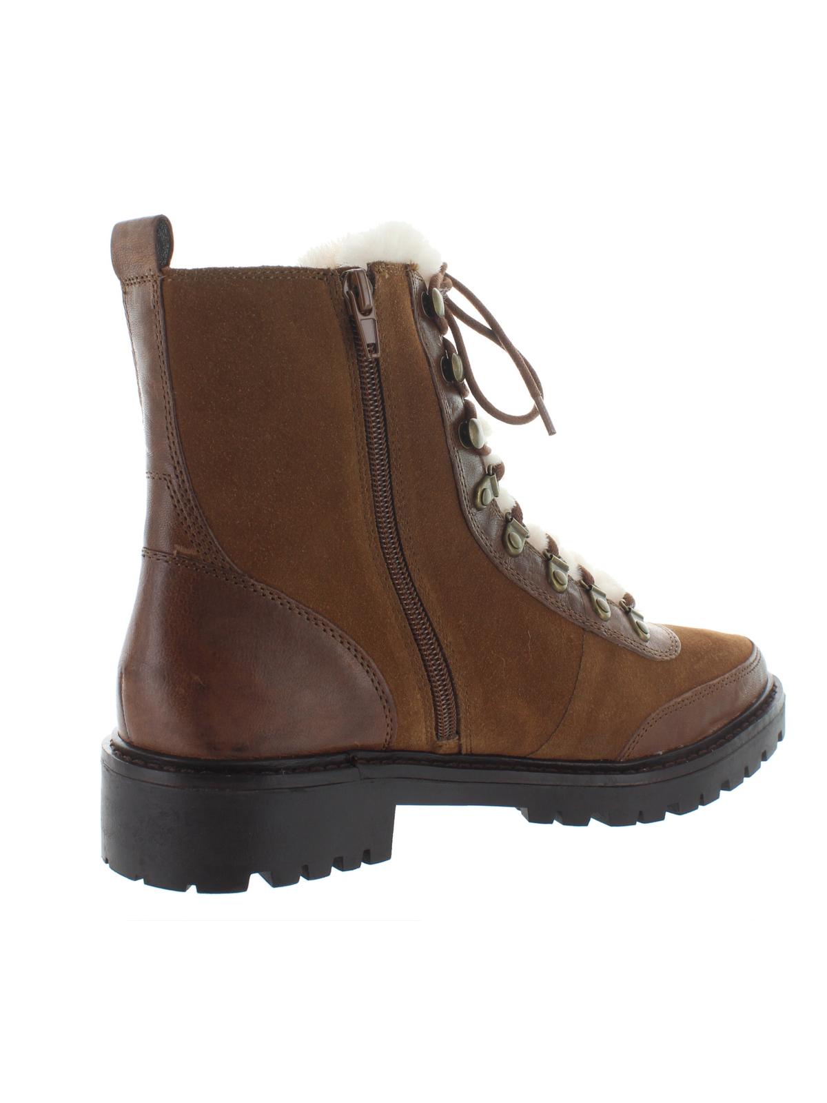 Botas de combate femininas Lucky Brand Ilianna Suede Wool, marrom, tamanho 8,5 m
