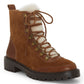 Botas de combate femininas Lucky Brand Ilianna Suede Wool, marrom, tamanho 8,5 m