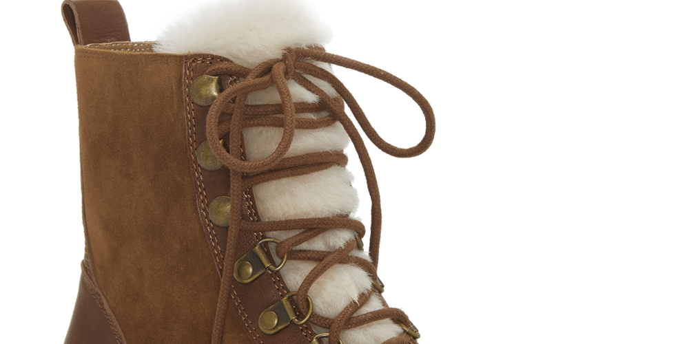 Botas de combate femininas Lucky Brand Ilianna Suede Wool, marrom, tamanho 8,5 m