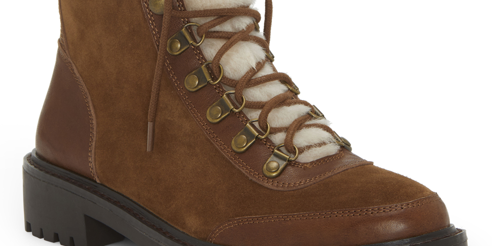 Botas de combate femininas Lucky Brand Ilianna Suede Wool, marrom, tamanho 8,5 m