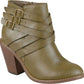 Botas femininas Journee Collection com tiras e salto alto, verde, tamanho 7