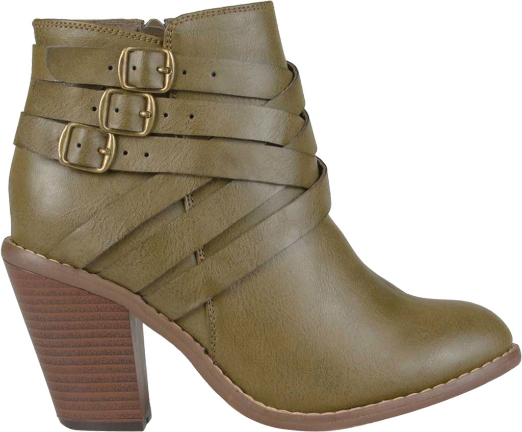 Botas femininas Journee Collection com tiras e salto alto, verde, tamanho 7