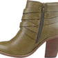 Botas femininas Journee Collection com tiras e salto alto, verde, tamanho 7