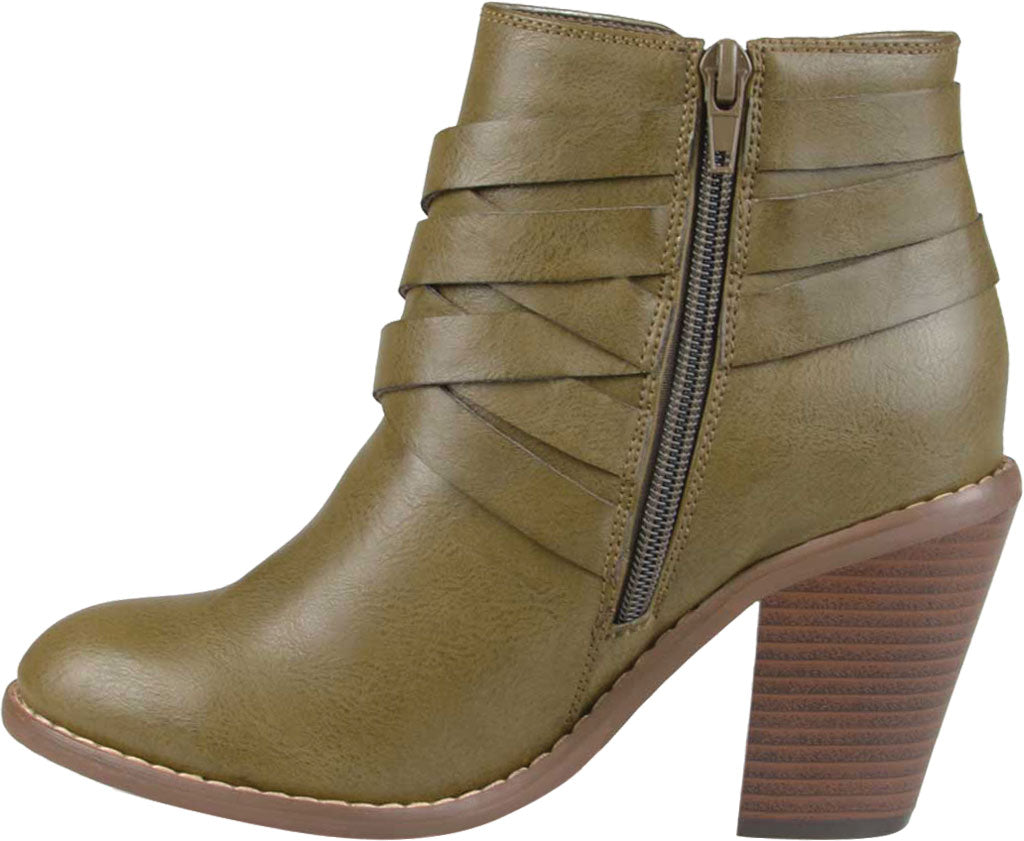 Botas femininas Journee Collection com tiras e salto alto, verde, tamanho 7
