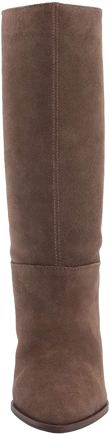 Lucky Brand Fukko Canteen Camurça Salto Cônico Pontudo Bota Cano Médio Feminina Marrom Tamanho 8 M