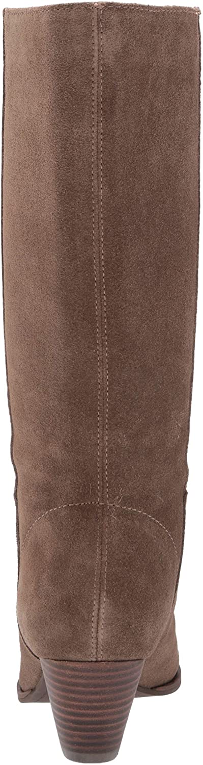 Lucky Brand Fukko Canteen Camurça Salto Cônico Pontudo Bota Cano Médio Feminina Marrom Tamanho 8 M