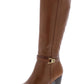 Botas femininas Giani Bernini com suporte de arco, fivela, antiderrapante, Rozario, bico redondo, salto bloco, zíper, couro, marrom, tamanho 8 M