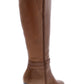 Botas femininas Giani Bernini com suporte de arco, fivela, antiderrapante, Rozario, bico redondo, salto bloco, zíper, couro, marrom, tamanho 8 M