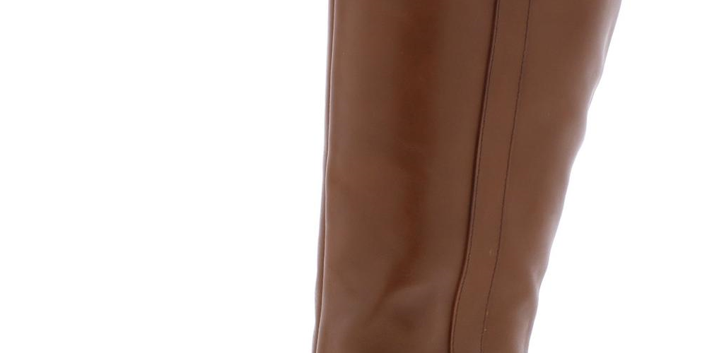 Botas femininas Giani Bernini com suporte de arco, fivela, antiderrapante, Rozario, bico redondo, salto bloco, zíper, couro, marrom, tamanho 8 M