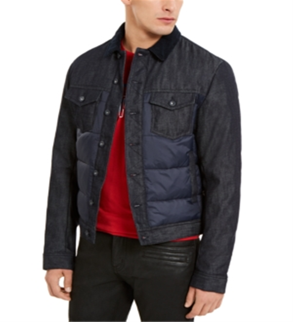 Jaqueta bomber estilo trucker da Armani Exchange, azul marinho, tamanho GG