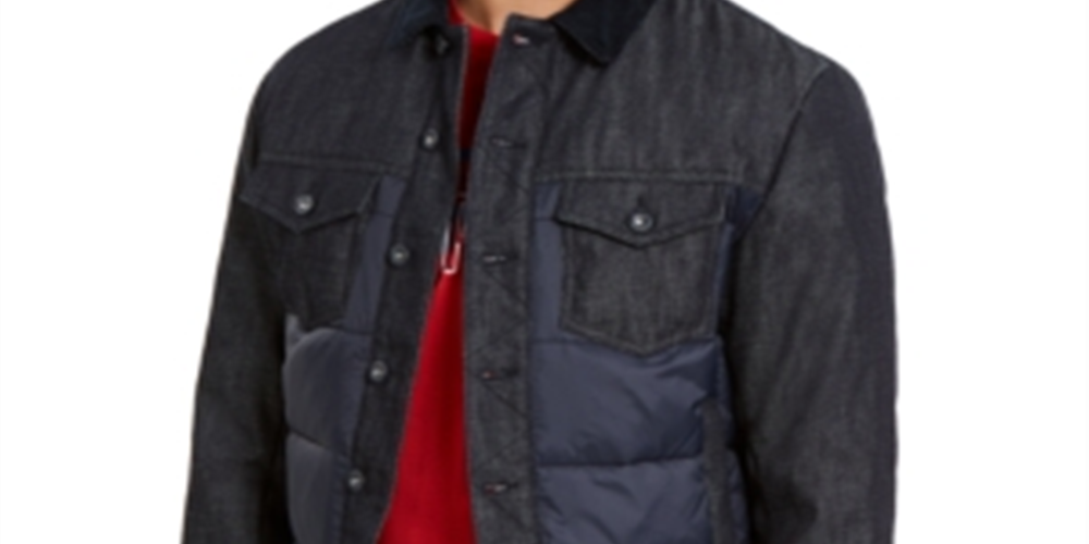 Jaqueta bomber estilo trucker da Armani Exchange, azul marinho, tamanho GG