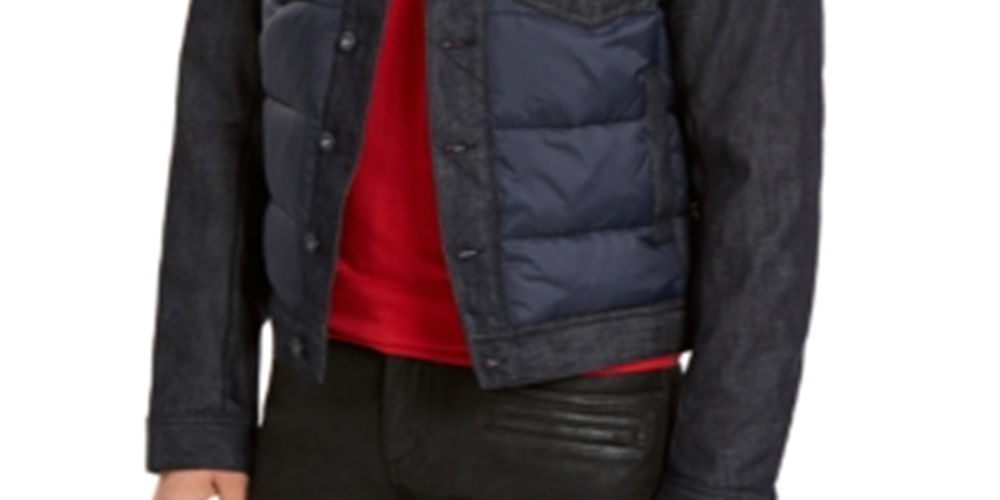 Jaqueta bomber estilo trucker da Armani Exchange, azul marinho, tamanho GG